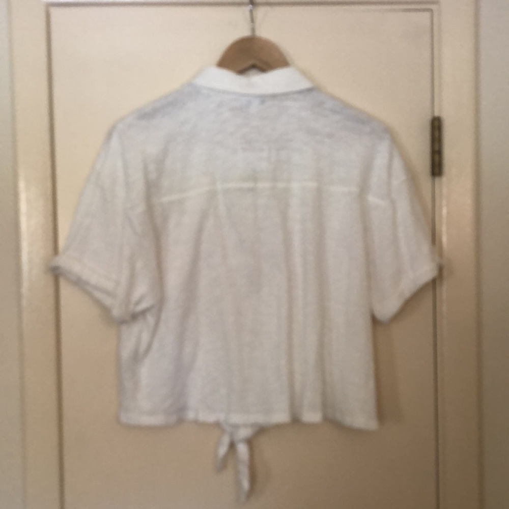 Splendid cream button tie crop top - Picture 3 of 4